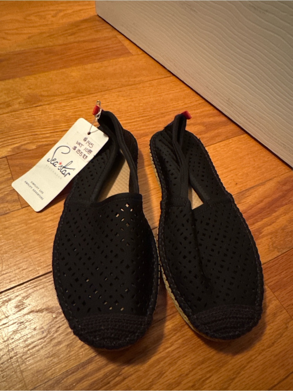 Black Laser-Cut Espadrille Slip-Ons
